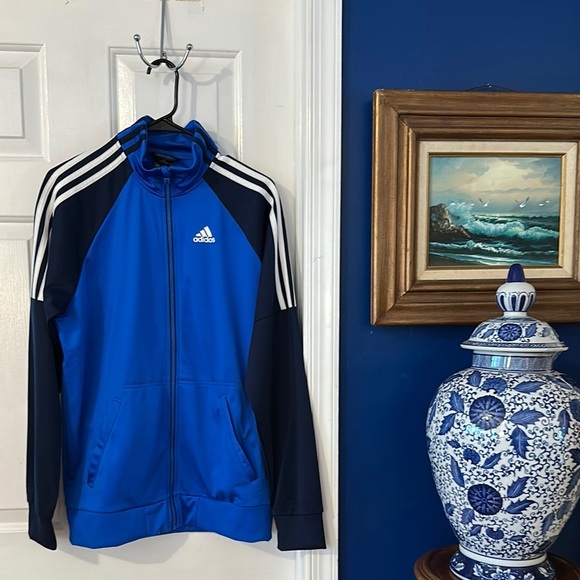 Men’s Adidas 3 stripes Full-zip Polyester Track Jacket Size Medium - Picture 1 of 6